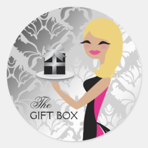 311 Geschenkboxen-Süsse-gewellter blonder Damast Runder Aufkleber