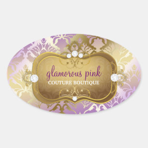 311 Glamour Lilac Damask Ovaler Aufkleber
