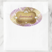 311 Glamour Lilac Damask Ovaler Aufkleber (Tasche)