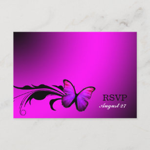 311 glänzendes Schmetterlings-Rosa lila UAWG RSVP Karte