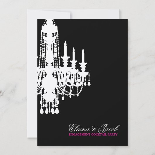 311-Glitz Kronleuchter - Einladung Metallic Silver (Vorderseite)