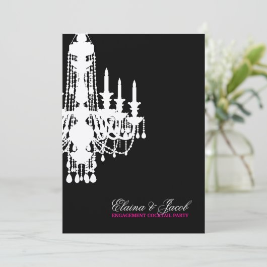 311-Glitz Kronleuchter - Einladung Metallic Silver (Stehend Vorderseite)