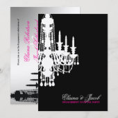 311-Glitz Kronleuchter - Einladung Metallic Silver (Vorne/Hinten)