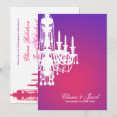 311-Glitz Leuchter - Einladungs-lila Strahlen Einladung (Vorne/Hinten)
