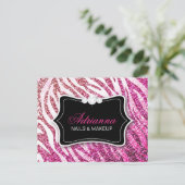 311 Glitzer Zebra Pink Postkarte (Stehend Vorderseite)