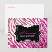 311 Glitzer Zebra Pink Postkarte (Vorne/Hinten)