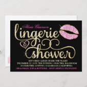 311 Glitzy Sparkle Bachelorette Blac Kiss Metallic Einladung (Vorne/Hinten)