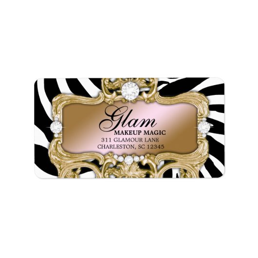 311 Gold Glam Crazy Zebra Adressetikett (Vorne)