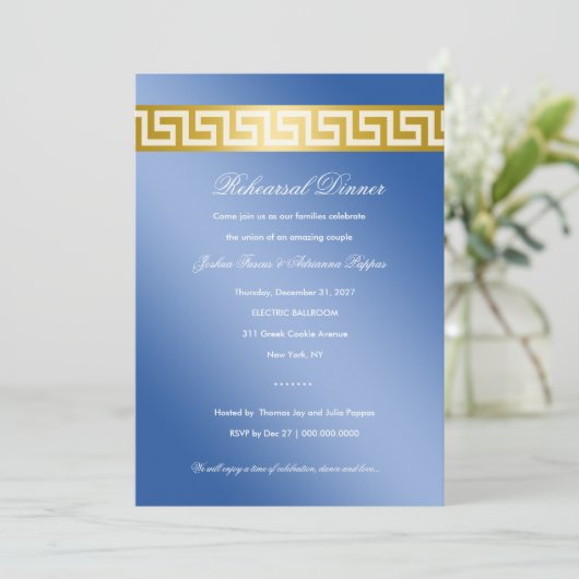 311 Golden Blue Einladung (Stehend Vorderseite)