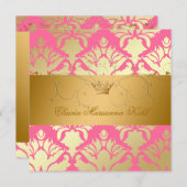 311-Golden Damask Shimmer Erdbeeren Brule Einladung (Vorne/Hinten)