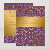 311-Golden erahnen lila | Aubergine Einladung (Vorne/Hinten)