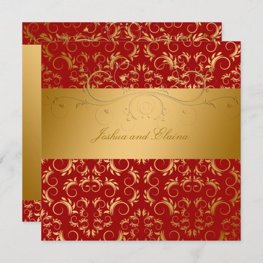 311-Golden erahnen süße Kirschrot 5,25 x 5,25 Einladung (Vorne/Hinten)