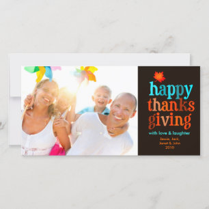 311-Happy Thanksgiving-Fotokarte Blau Feiertagskarte
