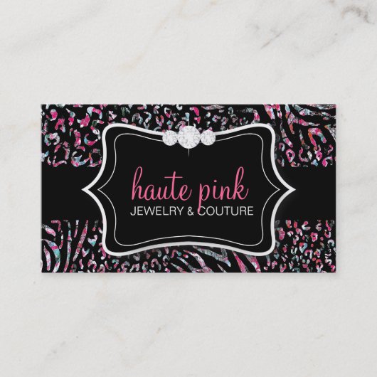 311 Haute Zebra-Leopard-Rosa Visitenkarte (Vorderseite)