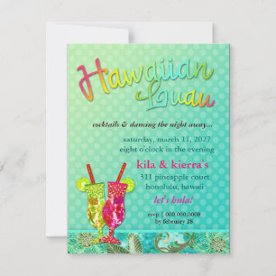 311 Hawaiian Luau Turquoise Einladung