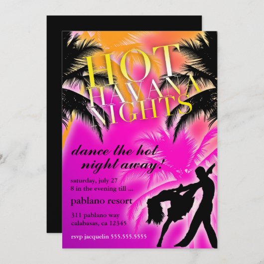 311 heiße das Havana-Nachtlila Schwarze laden ein Einladung (Vorne/Hinten)
