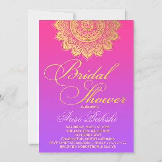 311 Henna Pink Lila Ombre Einladung (Vorderseite)