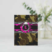 311-Hott Pink Camouflage Lingerie Dusche Einladung (Stehend Vorderseite)