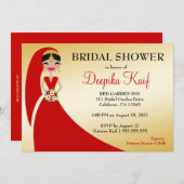 311 Inder-Schönheits-Braut-metallisches Gold Einladung (Vorne/Hinten)