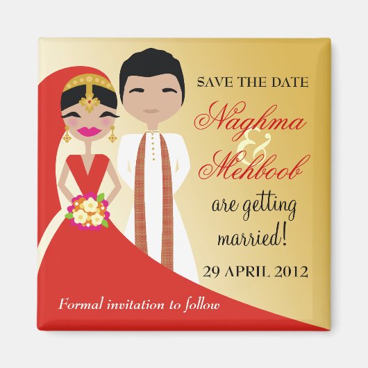 311 Indian Beauty Bride mit Groom Magnet (Vorne)