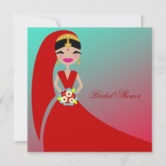 311-indische Schönheit| Brautparty Turquoise Dream Einladung (Vorderseite)