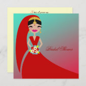 311-indische Schönheit| Brautparty Turquoise Dream Einladung (Vorne/Hinten)