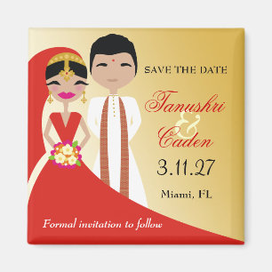 311- Indische Schönheits-Braut mit Bräutigam Magnet