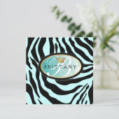 311-Iridescent Zebra - Türkis-Einladung Einladung (Stehend Vorderseite)