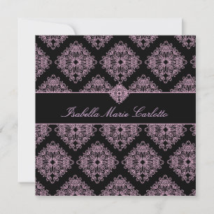 311-Isabella Pink und Black Damask Einladung