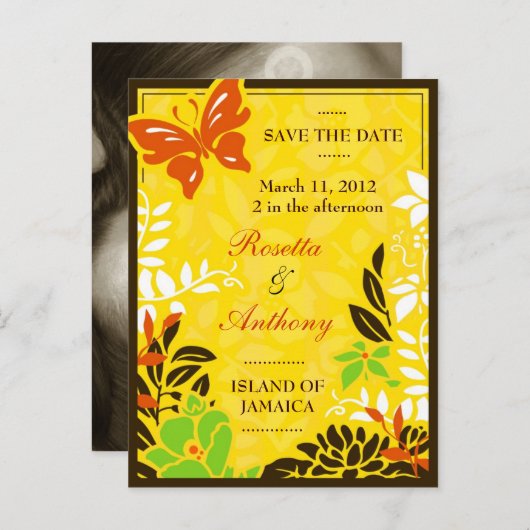 311 JAMAICAN GARDEN SAVE THE DATE ANKÜNDIGUNGSPOSTKARTE (Vorne/Hinten)