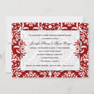 311 Jennifer Red Velvet Damask Einladung