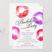 311-Junggeselinnen-Abschied - farbenfrohe Küsse Einladung (Vorne/Hinten)