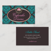 311 Kuchen-göttlicher fester Aqua-Damast Visitenkarte (Vorne/Hinten)