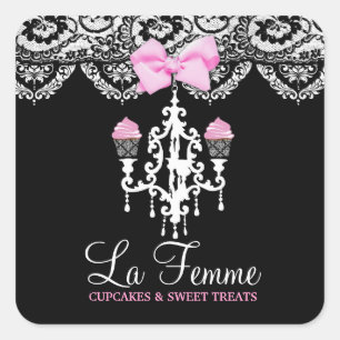 311 La Femme Kuchen-Schwarzes Quadratischer Aufkleber