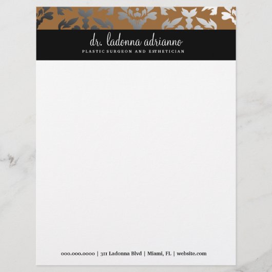 311 Ladonna Damask Bronze Briefbogen (Vorderseite)