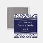 311-Lauren Damask Save the Date Marine Magnet (Vorderseite/Rückseite)