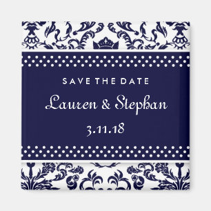 311-Lauren Damask Save the Date Marine Magnet
