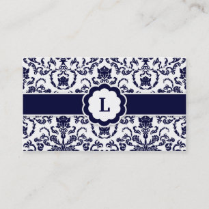 311 Lauren Damast-Monogramm-Marine Visitenkarte