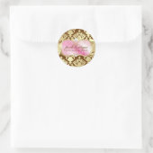 311 Lavisch-rosa Platter und Damaskasschimmer gold Runder Aufkleber (Tasche)