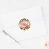 311 Lavisch-rosa Platter und Damaskasschimmer gold Runder Aufkleber (Umschlag)