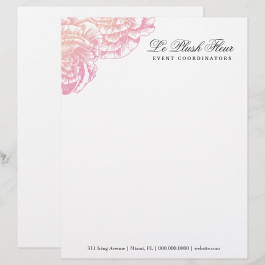 311-Le Plüsch Fleur - sahniger rosa Briefkopf (Vorne/Hinten)