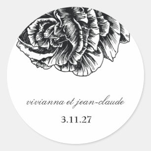 311-Le Plüsch Fleur - schwarze und weiße Aufkleb Runder Aufkleber