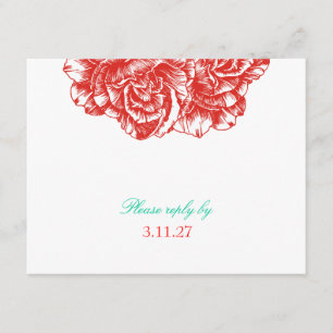 311-Le Plush Fleur - Rouge & Turquoise UAWG RSVP Karte