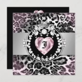 311-Leopard-Tique Königin des Herzens Süß 16 Einladung (Vorne/Hinten)