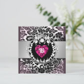 311-Leopard-Tique Königin des Herzens Süß 16 Einladung (Stehend Vorderseite)