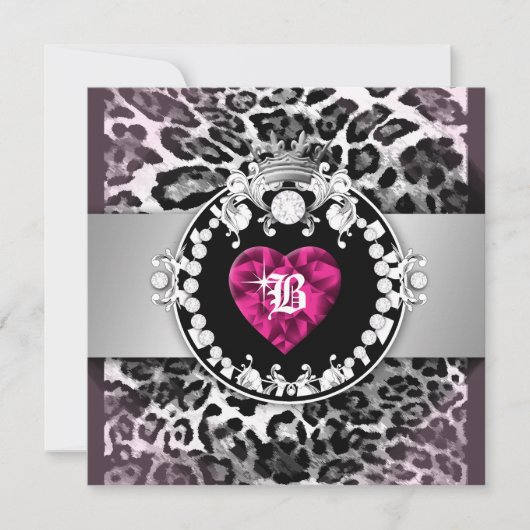 311-Leopard-Tique Königin des Herzens Süß 16 Einladung (Vorderseite)