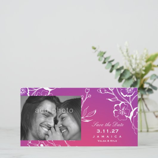 311-Lila Strahlung Save the Date (Stehend Vorderseite)