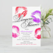 311 Lingerie Dusche Colorful Kisses Einladung (Stehend Vorderseite)