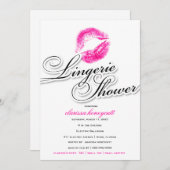 311-Lingerie Dusche - Rosa-Küsse Einladung (Vorne/Hinten)
