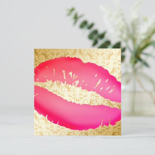 311-Lipstick Kisses| Goldene Göttin Einladung (Stehend Vorderseite)
